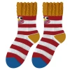 New spring pure cotton mid-calf socks for women, sweat-absorbing, funny French fries socks, cartoon casual socks, Zhuji Hosiery Item Picture